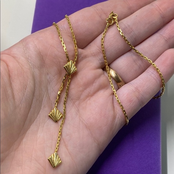 💛 Elegant Vintage Gold Plated Shell Fan Necklace - Picture 5 of 6